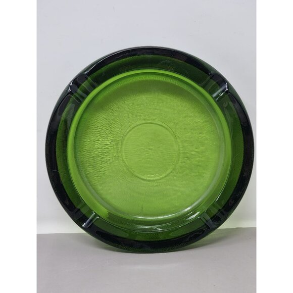 Vintage‎ Mid-Century Modern Green Textured Glass Heavy Ashtray - Picture 6 of 8